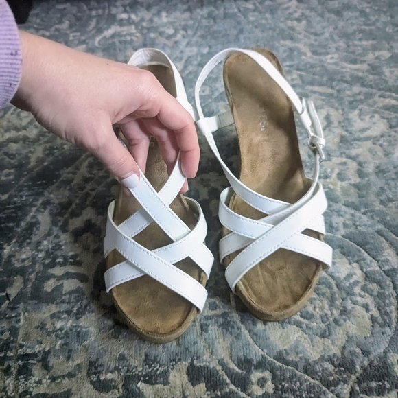 White Strappy Aerosoles Wedges - Picture 2 of 13